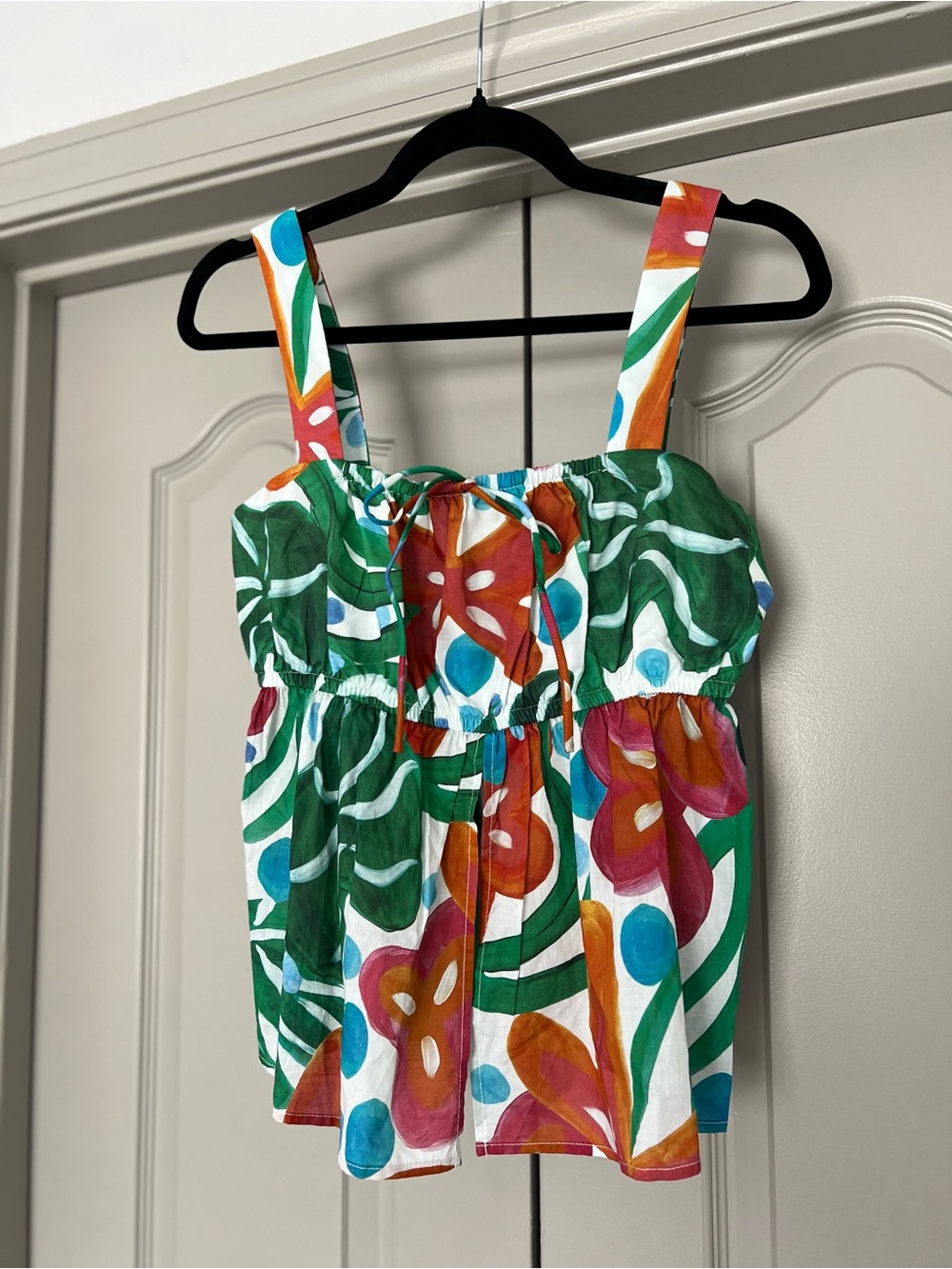 NWT Petal & Pup Livvy Tropical Print Cotton Tie Front Babydoll Tank Top M - Picture 2 of 6